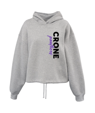 7406 - Girls/Ladies Heather Grey waist-length w/inside drawcord Premium Fleece Hoodie