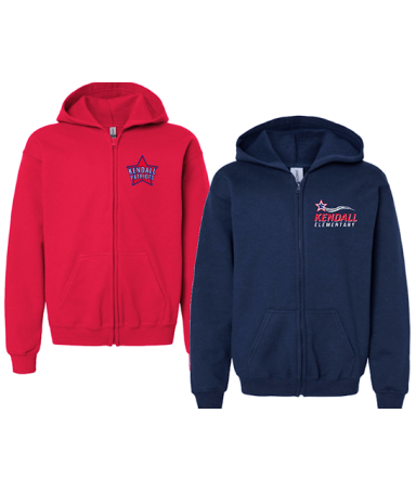7636 - Red or Navy Premium 50/50 Full Zip Hoodie