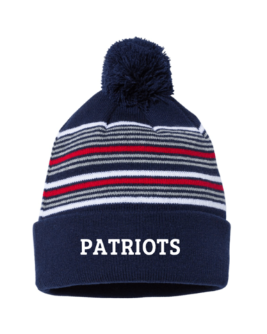 7639 - Red/White/Blue Stripe Pom Beanie