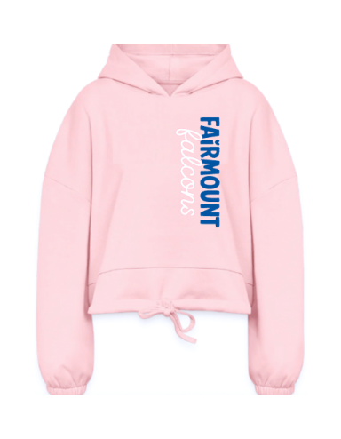 2058 - Girls/Ladies Light Pink waist-length w/inside drawcord Premium Fleece Hoodie
