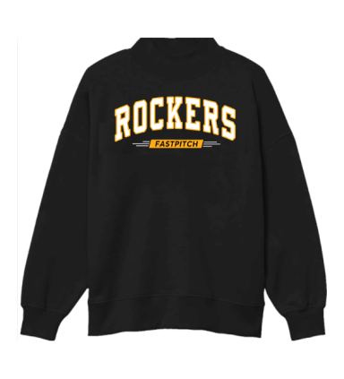 6005 - Ladies Black Oversized Mock Crewneck Fleece