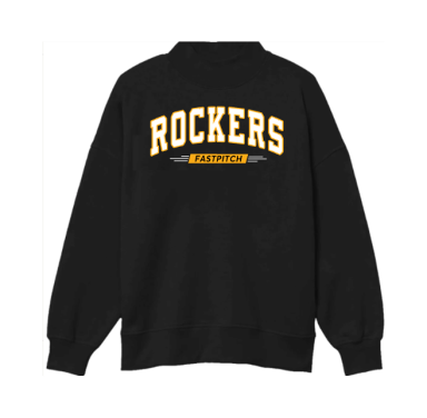 6005 - Ladies Black Oversized Mock Crewneck Fleece