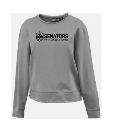 7012 - Ladies Graphite Rolled Edge terry-fleece waist-length crewneck